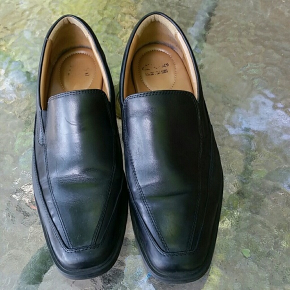 Clarks mens black ortholite soft loafers sz 10.5